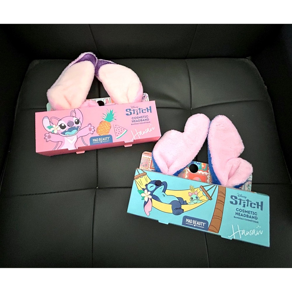 Disney Stitch and Angel Cosmetic Headband Set Mad Beauty Hawaii 2 Pack NEW - Picture 4 of 6